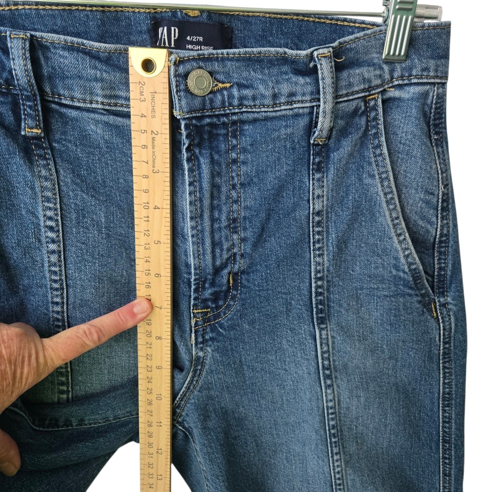 GAP Women's Denim High Rise Wide Leg Crop Dark Wash Seam Jeans 4/27R 733293-00 - Picture 5 of 15